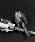 Tungsten steel cutter bits for the Pro 2-In-1 Pvc Pipe Threading Tool Kit for 1/2 and 3/4 inch pipes, ideal for DIY plumbing.