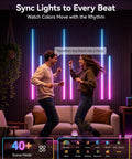 Couple dancing by Galental RGB+IC Slat Wall Lights, Led Recessed Lighting, DIY Lights, 6 Pack, in colorful sync with music.