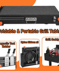 Portable Griddle Table Cart For 17 Inch And 22 Inch Griddles Foldable Outdoor Stand with caddy, tool holder, and grill caddy.