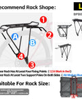 Diagram showing recommended rack shape for Waterproof Bike Pannier Bag 40L Large Capacity Dual Sided Rear Rack Saddle Bags