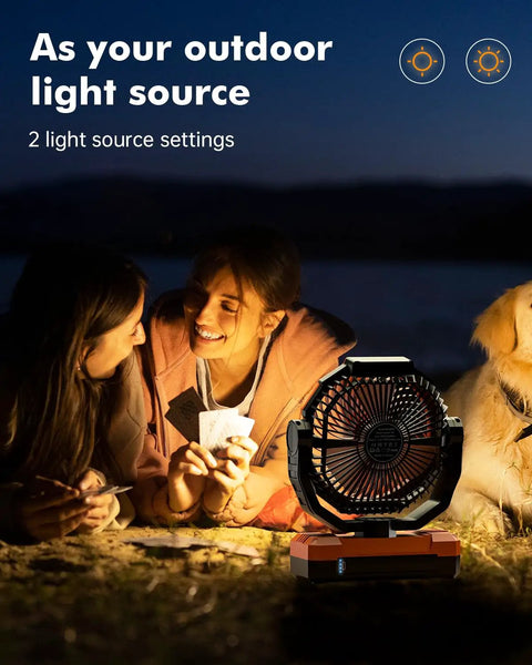 Three In One Camping Fan With Detachable Battery Built In Led Light And Hook Portable Usb Table Fan For Tent And Outdoors