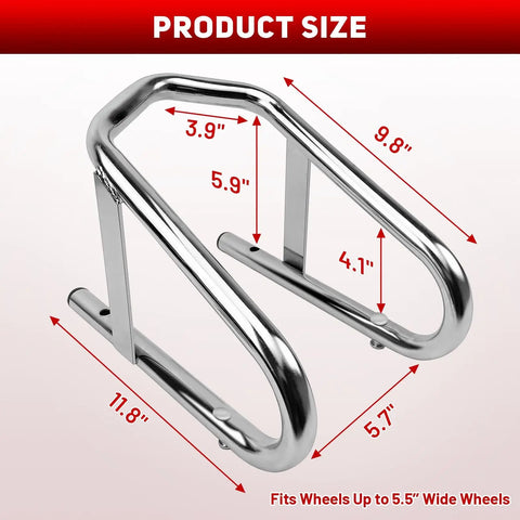Heavy Duty Motorcycle Wheel Chock Stand Fits 5.5 Inch Wide Tires Portable Removable Chock For Trailer And Garage Silver One Pack