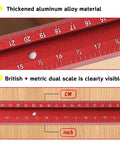 Juice Groove Router Jig For Cutting Boards With 23.6 By 23.6 Inch Working Area showing thickened aluminum and dual scale ruler