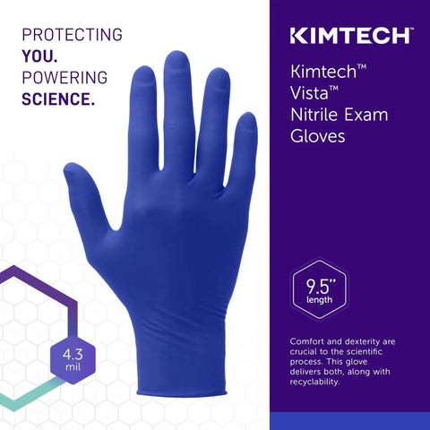 Beaded Cuff Nitrile Exam Gloves With Textured Fingertips For Superior Grip, 4.3 Mil, Ambidextrous, 9.5 Inch, Powder Free, XS