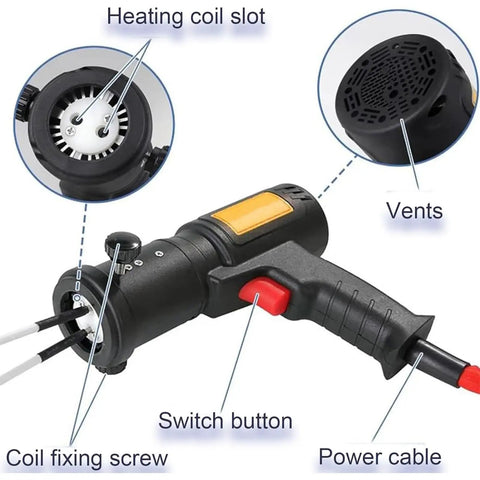 Components of Heavy Duty Portable Induction Heater That Loosens Stiff Nuts Bolts And Bearings including switch and vents.
