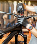 Using 2 Pack T-Handle Ball End Hex Key Wrenches, 4mm Cr-V, Extra Long 212mm Length on bike handlebar in a workshop