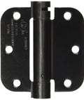 Single Action Steel Spring Hinge 3 1/2 X 3 1/2 X 5/8 Inch for Doors, black finish, front view with mounting holes visible.