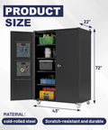 Heavy Duty Rolling Tool Cabinet With Lockable Doors And Pegboard, Rugged Metal Storage On Wheels, 22-Inch Deep, 4 Adjustable Shelves
