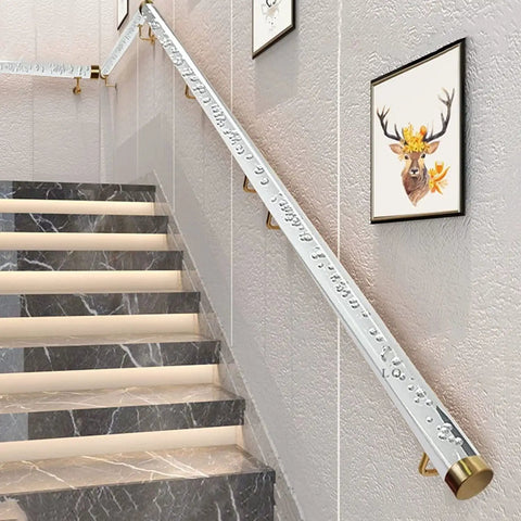 Clear Acrylic Railing Panels With Heavy Duty Silver Brackets Cut To Length From Half Meter On Up For Patios And Stairs Built Tough No Sweat Diy Assembly on staircase