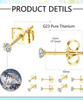 4 Pairs Titanium Stud Earrings For Women And Men Ball Cubic Zirconia 2 To 5 Millimeters Hypoallergenic Cartilage Earrings Safe For Sensitive Ears G23 Pure Titanium Nickel Free Lead Free Dope Comfort For Everyday Wear, 0.8mm 20G, 10mm