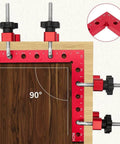 Beefy Ultra Precise 90 Degree Corner Clamp For Woodworking CNC Aluminum Alloy Right Angle Clamp Set securing wood frame at 90 degrees