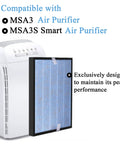 MSA3 MSA3S Compatible 3 In 1 H13 True HEPA Filter Replacement next to air purifier showing fit and compatibility