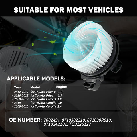 Image showing Durable Drop In Ready AC Heater Blower Motor Fan Assembly For Toyota Corolla And Prius Fits 2009 2019 Corolla 2010 2015