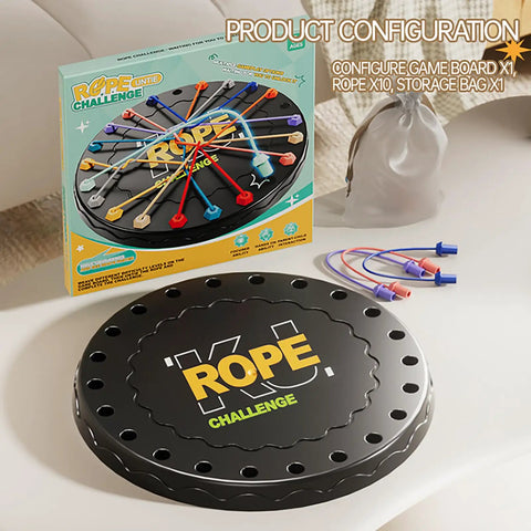 Rope Untangling Puzzle Game For Kids And Adults, Educational Strategy Board Game box and components displayed on a table.