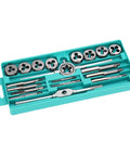 Heavy Duty 20 Piece Metric Tap Die Set With Wrench Rack For Thread Repair And Cutting M3 To M12 Bolt Rod Pipe Hand Tool Kit Ready To Go in teal case