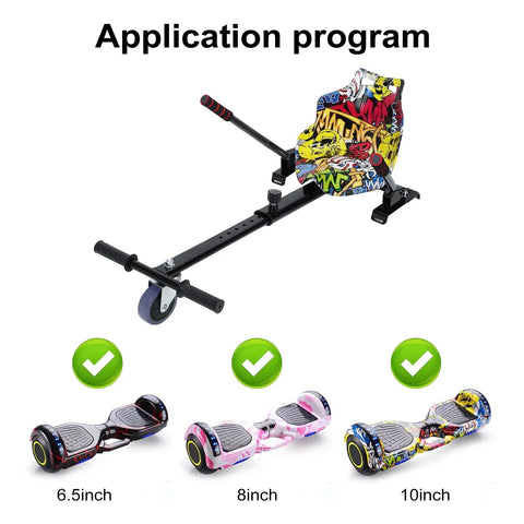 Hoverboard Go Kart Kit Seat Attachment With Adjustable Frame And 360 Degree Drifting Wheel For Universal Self Balancing Scooters
