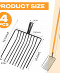 4 Pack 10 Tine Pitch Fork With Long Wooden Handle Heavy Duty Muck Rake Broadfork Garden Tool For Manure Cleanup product size