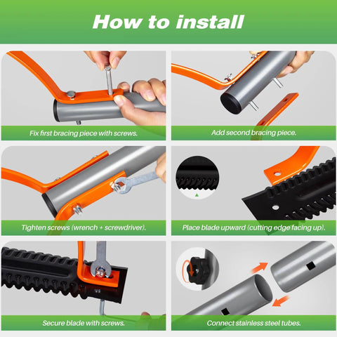Installation steps for Heavy Duty Weed Cutter With Serrated Double Edged Blade And 30 Inch Steel Handle Manual Grass Whip