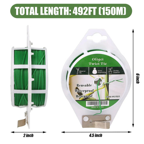 Sturdy Green Garden Wire With Cutter For Plant Ties And Support 492 Feet Long Indoor Outdoor Use Durable Green Coated Wire in packaging