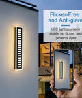 Totally Sleek Modern Outdoor Wall Light With 24W LED At 3000K Warm White, black exterior sconce on wall, vertical mount