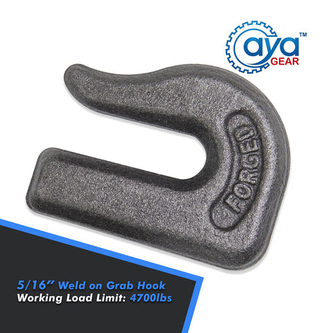 Weld-On Grab Chain Hook 5 Sixteenth Inch Heavy Duty Beefed Up Tow Hook G70 Forged Steel 2 Pack for Towing and Industrial Use