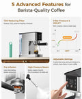 Semi Automatic Espresso Machine With 20 Bar Pressure And Built In Activated Carbon Water Filter Cutting Chlorine For A Crystal Clear Flavor Kick Daily Morning Fuel Compact Countertop Setup with user adjusting settings and coffee brewing.