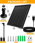 8W Solar Panel Charger For Stick Up Cam Battery And Spotlight Cam Battery, 2 Pack With USB C And Barrel Plug Adapters, IP65 Waterproof.