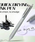 Gel Pens Set Of 12 Silent Click Retractable Pens With 0.5mm Fine Point Black Ink, no smear or smudge, quick drying pen