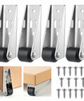 4 Pack Bedroom Door Sinking Repair Caster Wheels 0.9 Inch Multifunctional Low Profile Casters with screws and installation view