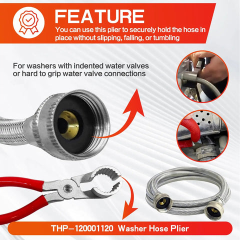 Washer Hose Pliers For Easy Inlet Hose Installation And Removal, Pro Grade Tool For Most Washers, Boss In Tight Spaces, Red