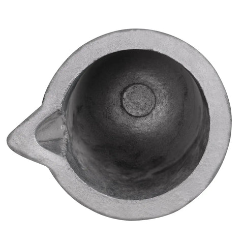 Heavy Duty Clay Graphite Crucible With Pour Spout For Metal Melting And Foundry Work showing interior view of spout and smooth finish.