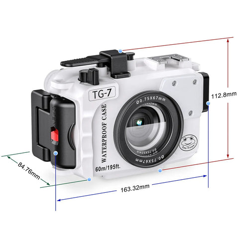 Epic Underwater Camera Housing For Olympus TG7 With Red Filter IPX8 Waterproof To 60 Meters 197 Feet Depth Rated Protective Case