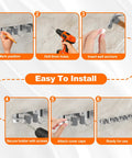 Installation guide for Heavy Duty Wall Mount Broom Holder And Mop Organizer Rack With Five Racks And Four Hooks Rustproof Stainless Steel