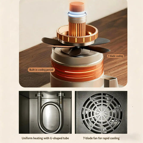 Top Shelf Electric Coffee Bean Roaster With Smooth Drum Rotation And No Sweat Temp Control Featuring Smart Timer And Built In Thermometer To Roast Nuts And Spices For Your Chill Home Brewing Setup showing cooling system and U-shaped heating element.