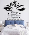 Feel Good Vibe Inspirational Quotes Wall Decals Set With Eye Motifs And Eyelash Art Queen Crown Butterflies And Hearts Removable Positive Vinyl Wall Sticker For Women Girls Bedroom Living Room Bathroom Decor above bed display