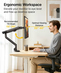 Slick Aluminum Monitor Arm Desk Mount For 17 To 40 Inch Screens Hella Stable Full Motion VESA Bracket in ergonomic workspace setup.