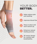Infrared Ankle Sleeve With No Batteries Needed For Pain Relief And Swelling, Bioactive fabric support, gray, small to medium size.