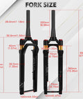 Gravel Front Fork With Air Suspension Built For Rough Gravel Trails, 40mm Travel, 700C Compatible, fork size dimensions displayed.