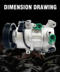 Heavy Duty AC Air Conditioner Compressor With Clutch For Hyundai Accent 2012 To 2017 with six groove pulley and connectors.