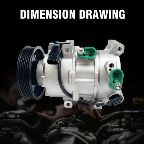 Heavy Duty AC Air Conditioner Compressor With Clutch For Hyundai Accent 2012 To 2017 with six groove pulley and connectors.