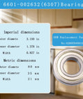 Hardcore Washer Tub Bearings And Seal Kit For Samsung WF Series showing detailed dimensions of a 6601-002632(6307) bearing.