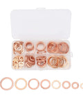 120 Piece Premium Red Copper Washers Assortment Kit Includes Tough Flat Gaskets For Sealing Oil Pan Plugs Fuel Lines Hydraulic Connections With Storage Box Organizer For Easy Access And High Thermal Conductivity Works Wicked Well Under Pressure. 8-size set in box