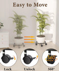 10.24 Inch Plant Caddy With Wheels For Indoor And Outdoor Use, 360 Degree Lockable Casters, showing plants being moved