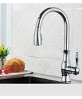 GAZOGJ Black Kitchen Faucet Pull Down Sink Mixer Tap 360°Rotation Single Lever Water Crane Durable Chrome Finish in kitchen decor.