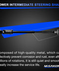 Misakomo lower steering shaft, black metal rod with universal joints at ends, side view.