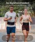 Two people jogging with Dope Cordless Heating Pad For Back Pain With 3 In 1 Red Light Therapy Belt, outdoors.