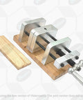 Straight Shooter Pen Centering Vise Jig For Drill Press, rugged steel jaw, locks pen blanks dead center, woodturning tool.