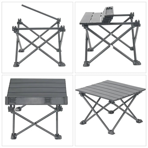 Quad view of Roll Up Camping Table For Four Ultra Lightweight Portable Outdoor Table With Carry Bag Black Ideal For Picnics And Travel