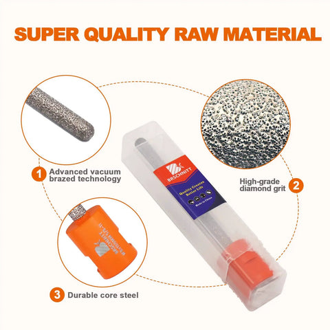 Beast Pro Grade Mortar Raking Bit with Five Sixteenths Inch Diamond Diameter and Four Inch Length in packaging, close-up of high-grade diamond grit and core steel material