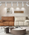 Arcfox 15W 4000K LED H Type Track Lighting Heads Dimmable fixture in modern living room with sectional sofa and tables